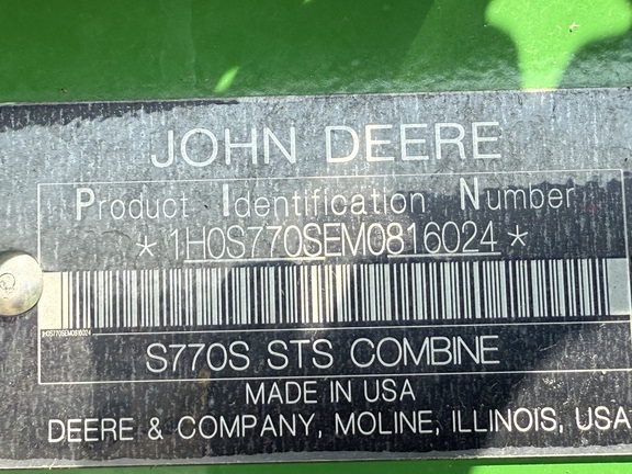 2021 John Deere S770 Combine