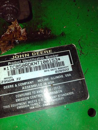 2022 John Deere Z950R Mower/Zero Turn