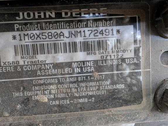 2022 John Deere X580 Garden Tractor