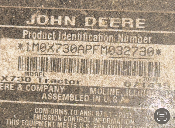 2015 John Deere X730 Garden Tractor