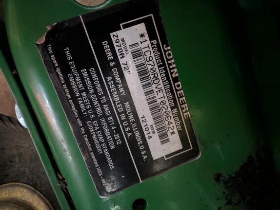 2015 John Deere Z970R Mower/Zero Turn