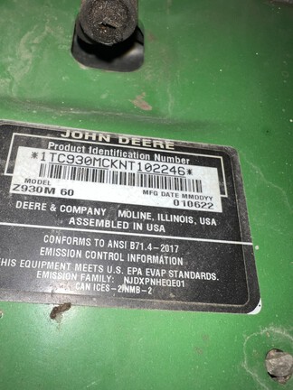 2022 John Deere Z930M Mower/Zero Turn
