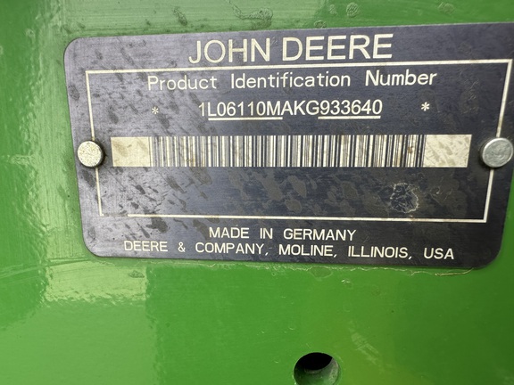 2019 John Deere 6110M Tractor