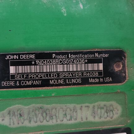 2017 John Deere R4038 Sprayer/High Clearance