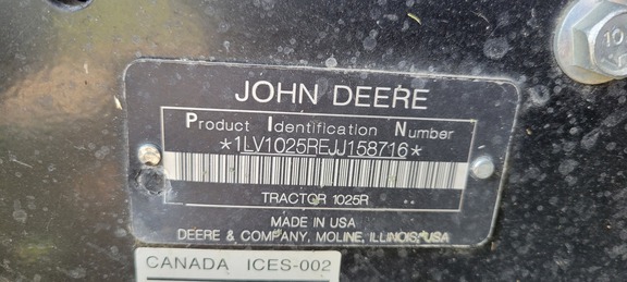 2018 John Deere 1025R Tractor Compact