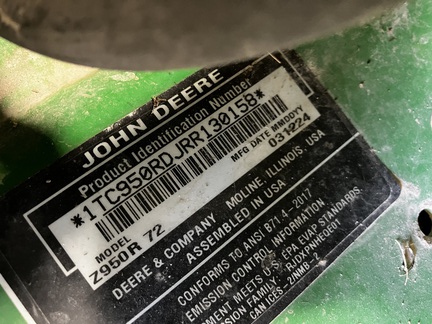 2024 John Deere Z950R Mower/Zero Turn