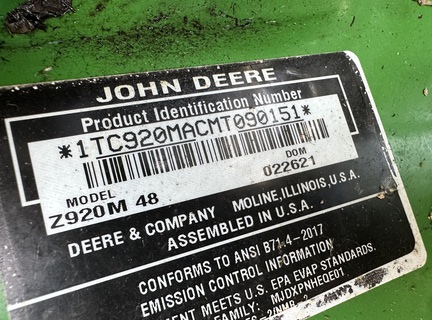 2021 John Deere Z920M Mower/Zero Turn