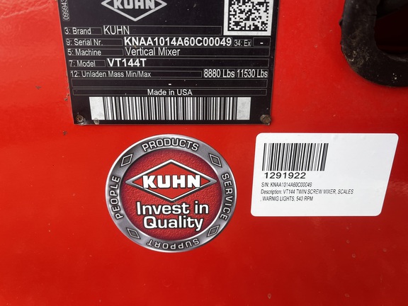2020 Kuhn VT144 Grinder Mixer