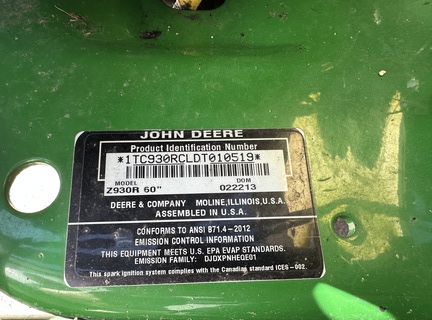 2013 John Deere Z930R Mower/Zero Turn