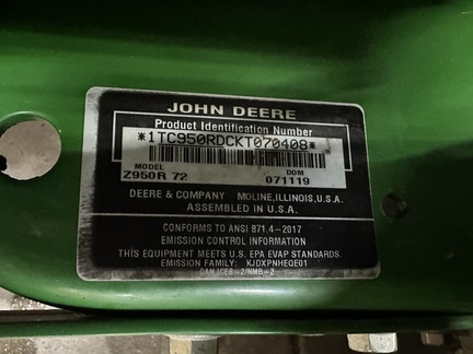 2019 John Deere Z950R Mower/Zero Turn