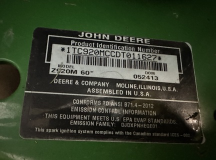 2013 John Deere Z920M Mower/Zero Turn