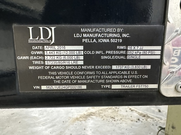 2016 Misc FST750 Trailer