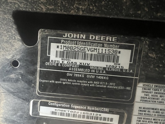 2015 John Deere XUV 825i ATV