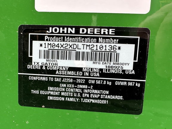 2025 John Deere TX 4X2 ATV