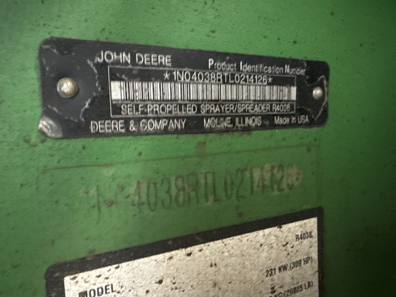 2021 John Deere R4038 Sprayer/High Clearance