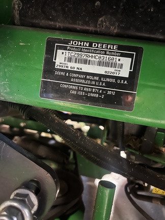 2017 John Deere Z997R Mower/Zero Turn