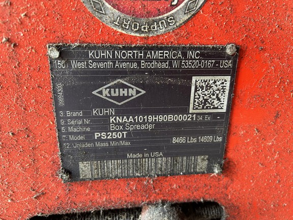 2021 Kuhn PS250T Manure Spreader