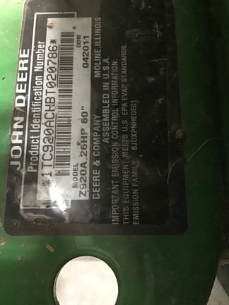 2011 John Deere Z920A Mower/Zero Turn