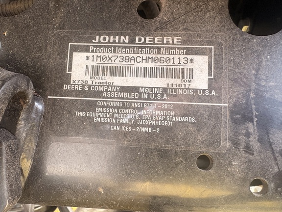 2018 John Deere X738 Garden Tractor