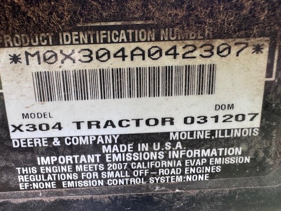 2007 John Deere X304 Garden Tractor
