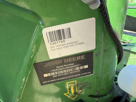 2022 John Deere R280 Mower