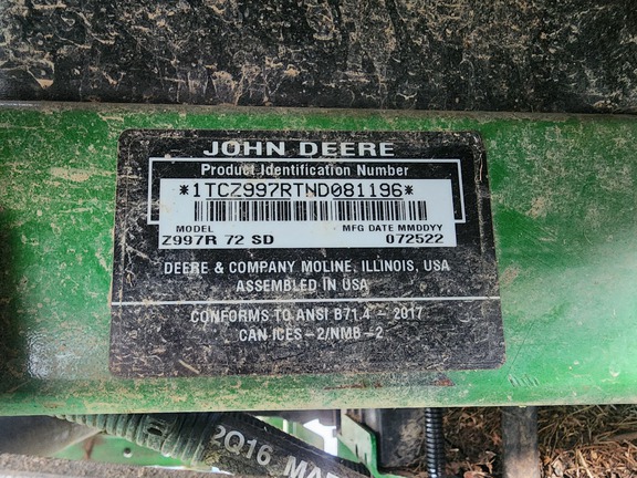 2022 John Deere Z997R Mower/Zero Turn