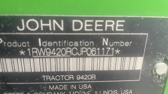 2018 John Deere 9420R Tractor 4WD