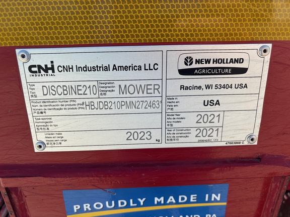 2021 New Holland 210 Mower Conditioner