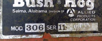 Bush Hog 306 Mower/Rotary Cutter