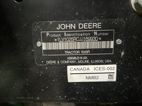 2018 John Deere 1025R Tractor Compact