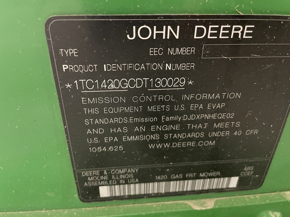 2013 John Deere 1420 Mower/Front Deck