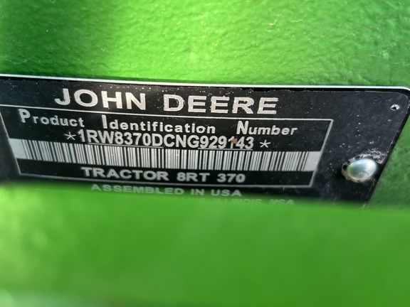 2022 John Deere 8RT 370 Tractor Rubber Track