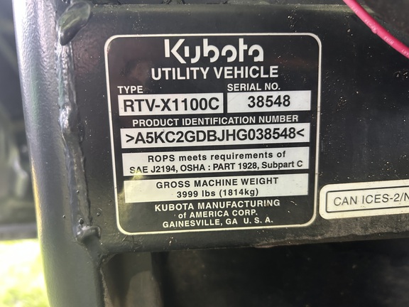 2019 Kubota RTV-X1100 ATV