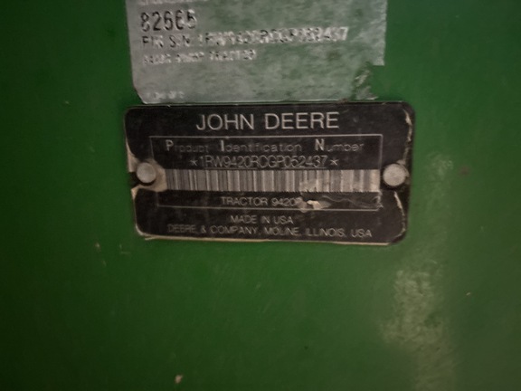 2016 John Deere 9420R Tractor 4WD