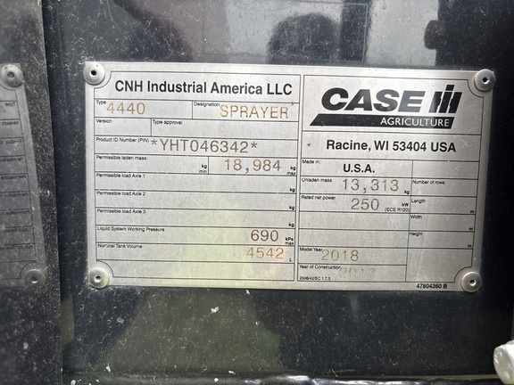 2018 Case IH Patriot 4440 Sprayer/High Clearance