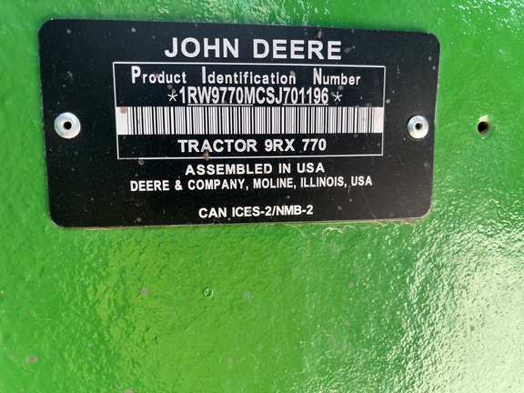 2025 John Deere 9RX 770 Tractor Rubber Track