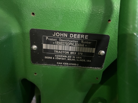 2022 John Deere 8RX 370 Tractor Rubber Track