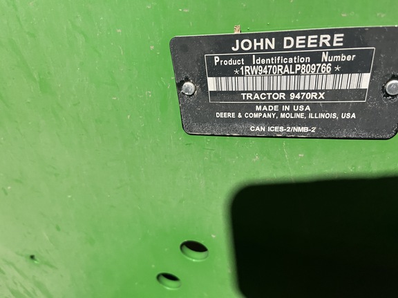 2020 John Deere 9470RX Tractor Rubber Track