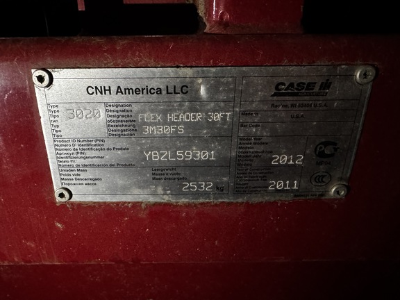 2012 Case IH 3020-30 Header Combine
