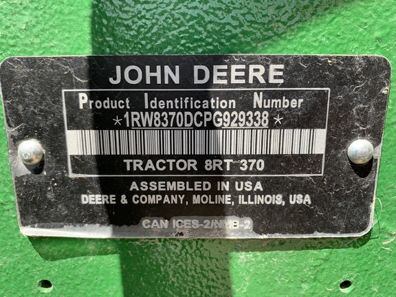 2023 John Deere 8RT 370 Tractor Rubber Track