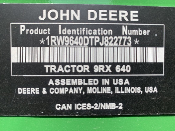 2023 John Deere 9RX 640 Tractor Rubber Track