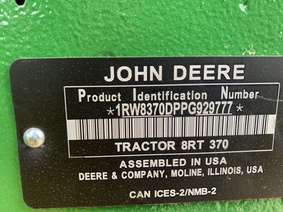 2023 John Deere 8RT 370 Tractor Rubber Track