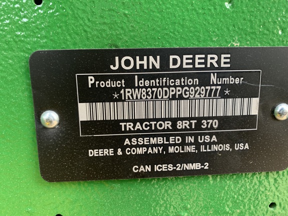 2023 John Deere 8RT 370 Tractor Rubber Track