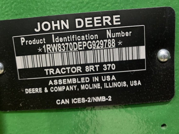 2023 John Deere 8RT 370 Tractor Rubber Track