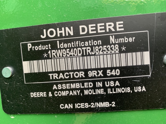 2024 John Deere 9RX 540 Tractor Rubber Track