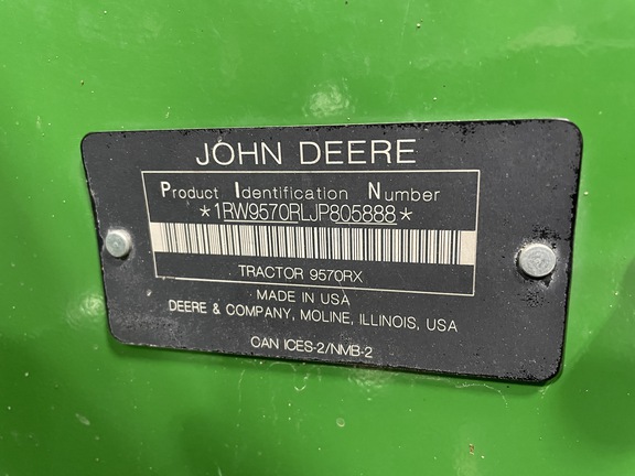 2018 John Deere 9570RX Tractor Rubber Track