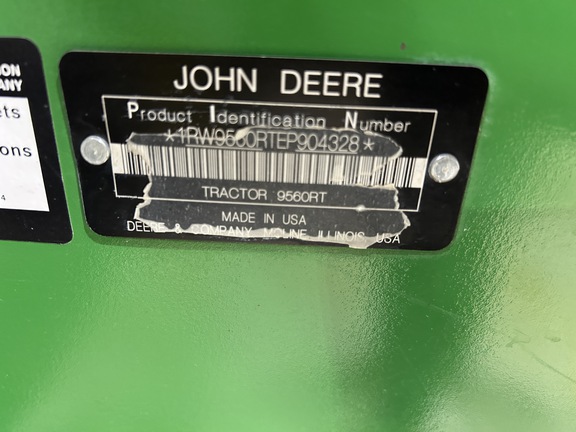 2014 John Deere 9560RT Tractor Rubber Track