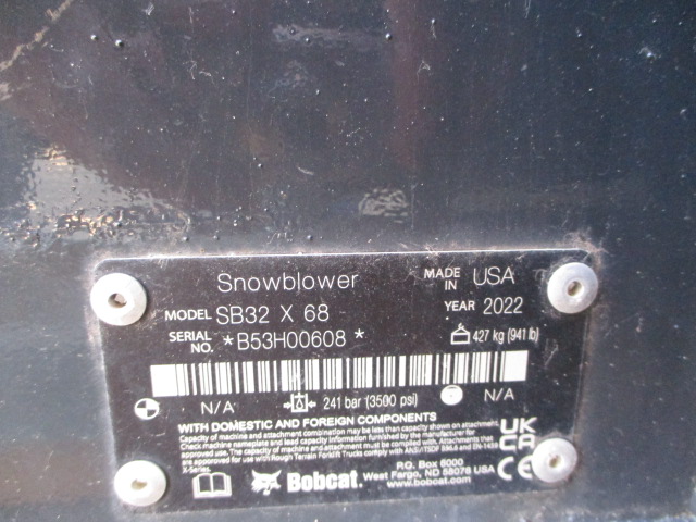 2022 Bobcat 32 X 68 Snowblower Snow Blower