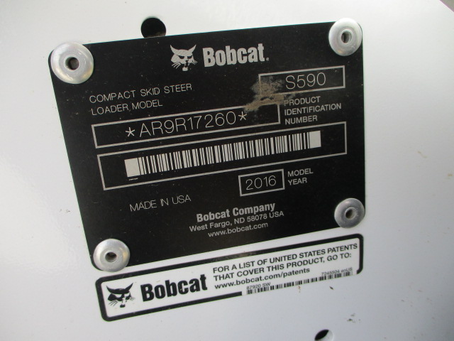 2016 Bobcat S590 Skid Steer Loader