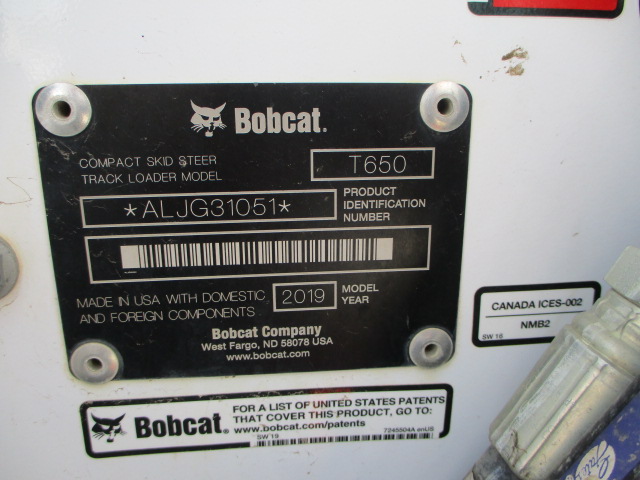 2019 Bobcat T650 Compact Track Loader